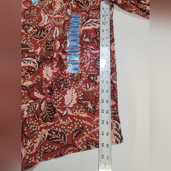 Jessica Simpson Mother Nature Wimens Size Large Long Bell Sleeve Leaf Print Top - Picture 11 of 12